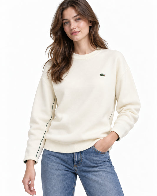 LACOSTE Maglione girocollo relaxed fit in cotone e lana Donna Maglieria AF4158