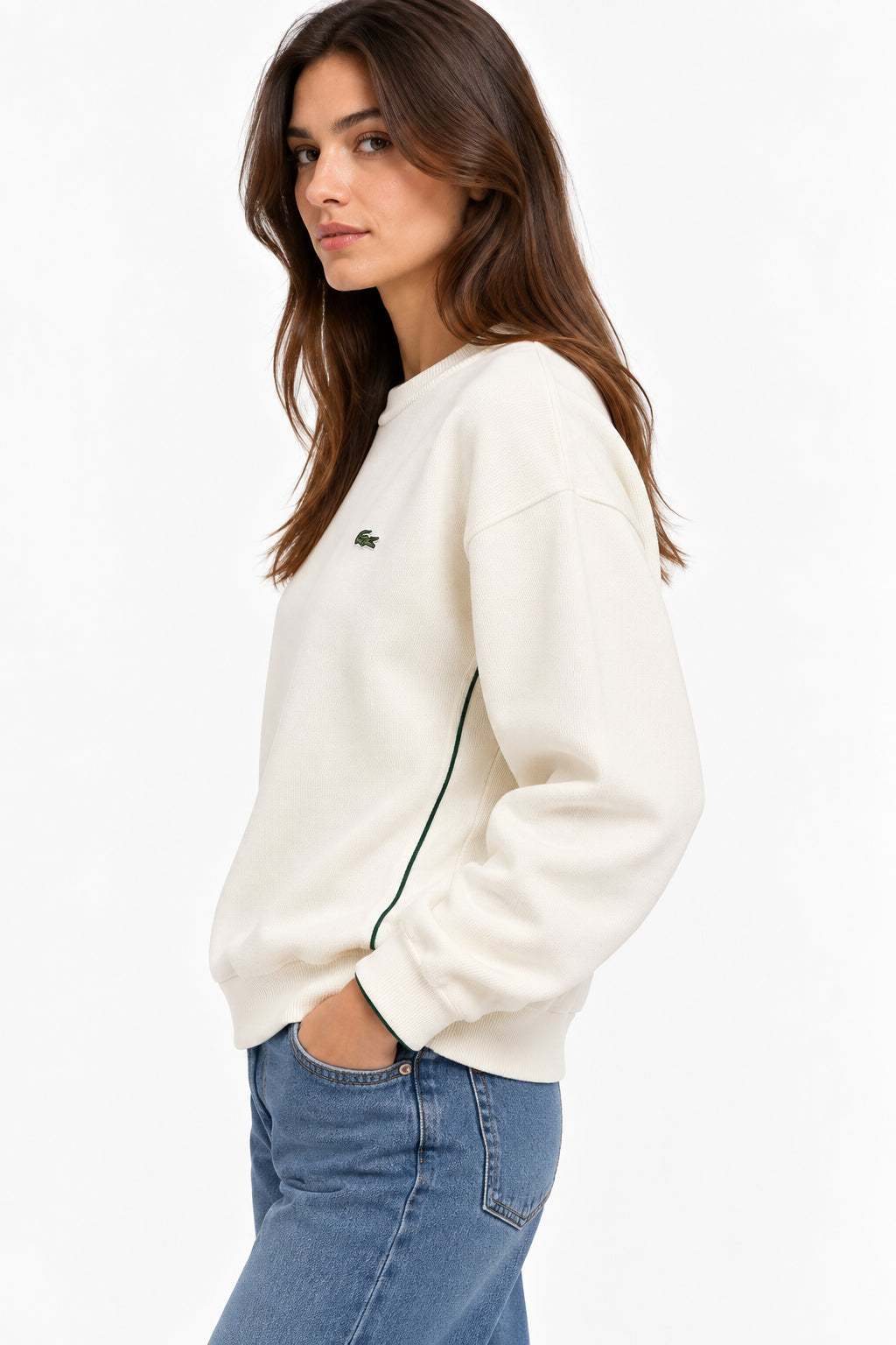 LACOSTE Maglione girocollo relaxed fit in cotone e lana Donna Maglieria AF4158